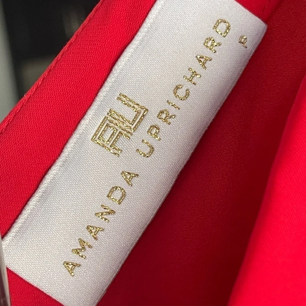 Amanda Uprichard | Red Spaghetti Strap Ruffled Asymmetrical Hem Mini Dress